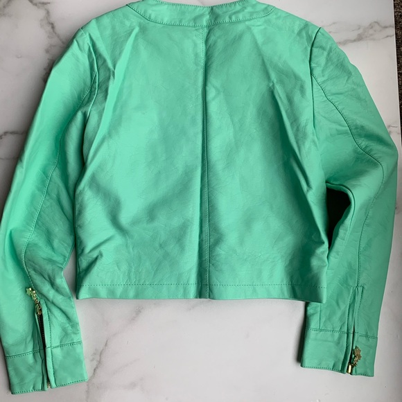 HEACH DOLLS GIRLS CROPPED FAUX LEATHER MOTO JACKET - Picture 8 of 8